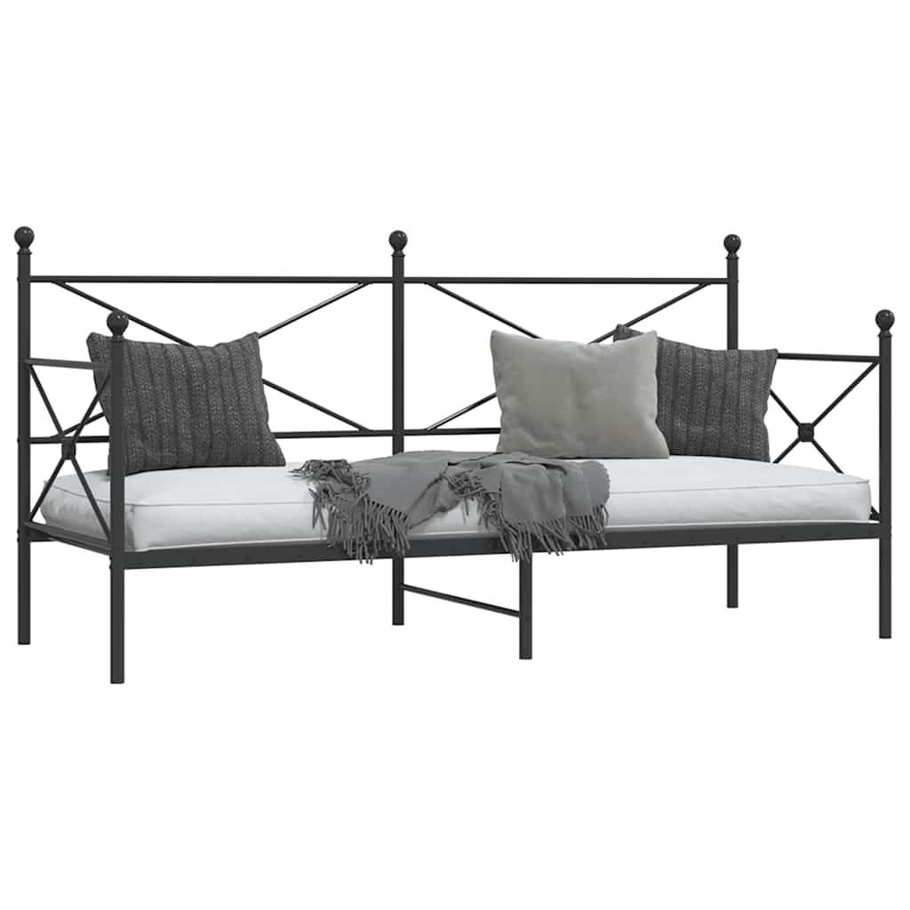 Day Bed without Mattress Black 80x200 cm Steel