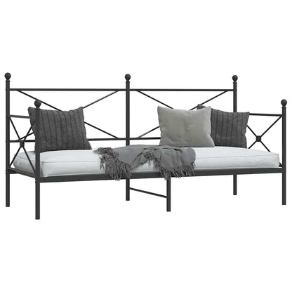 Day Bed without Mattress Black 80x200 cm Steel
