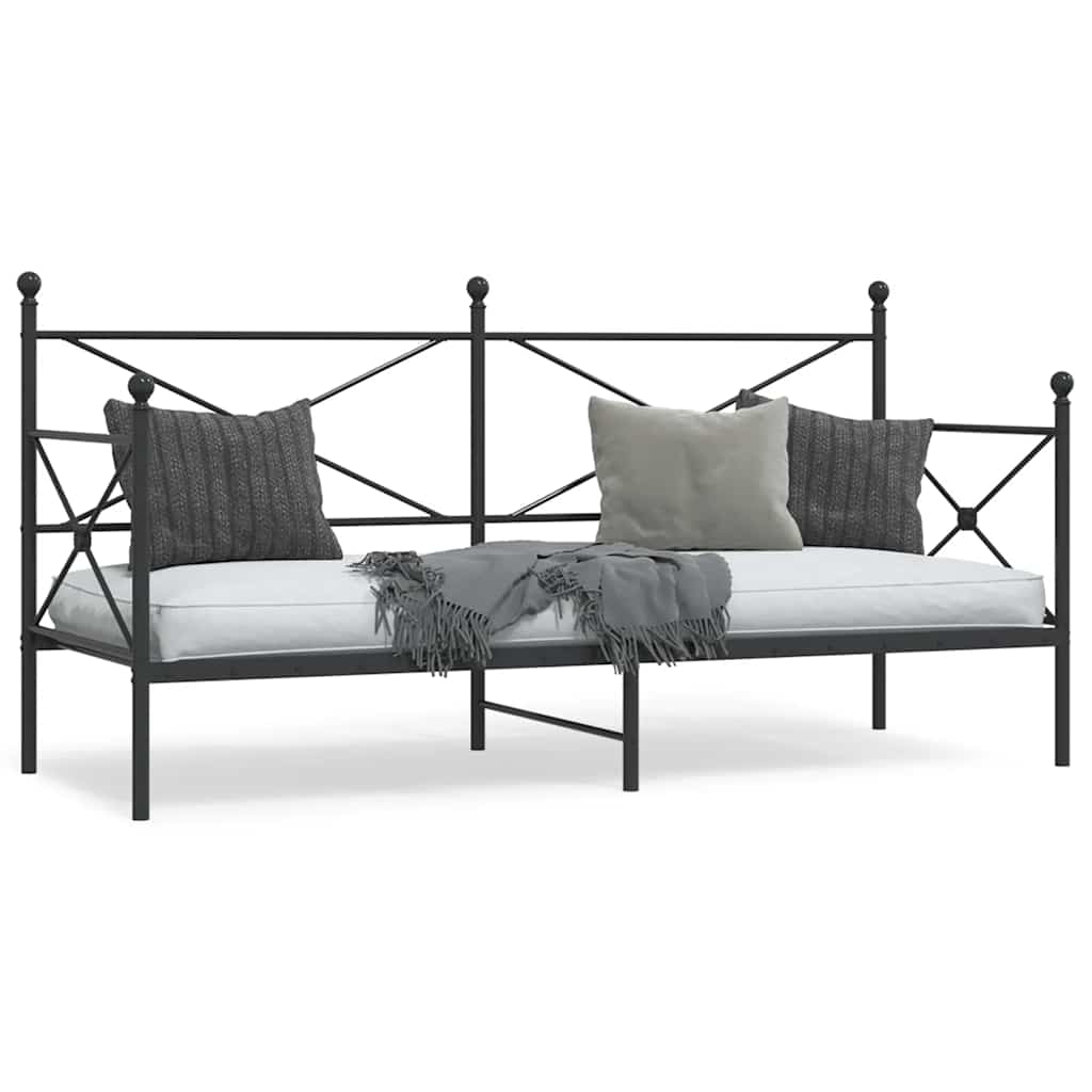 Day Bed without Mattress Black 80x200 cm Steel