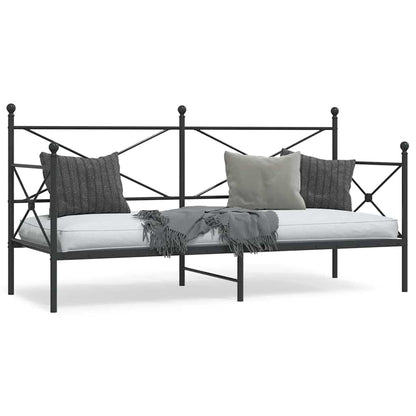 Day Bed without Mattress Black 80x200 cm Steel