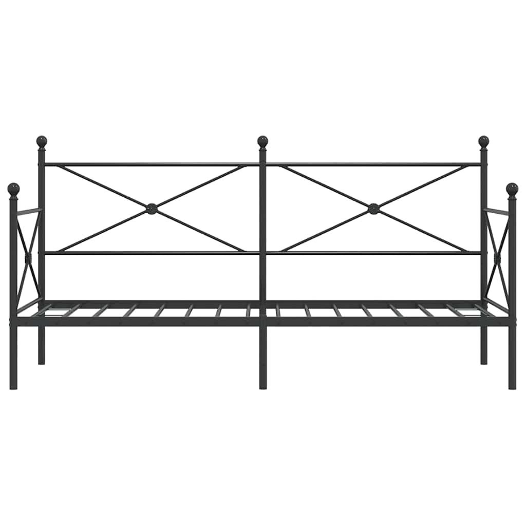 Day Bed without Mattress Black 90x200 cm Steel