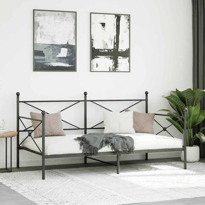 Day Bed without Mattress Black 100x190 cm Steel