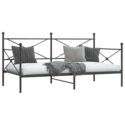 Day Bed without Mattress Black 100x190 cm Steel