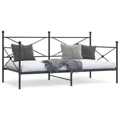 Day Bed without Mattress Black 100x190 cm Steel