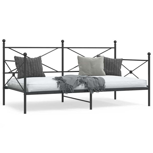 Day Bed without Mattress Black 100x190 cm Steel