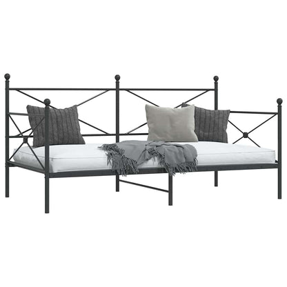 Day Bed without Mattress Black 100x200 cm Steel