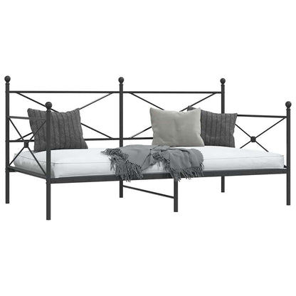Day Bed without Mattress Black 107x203 cm Steel