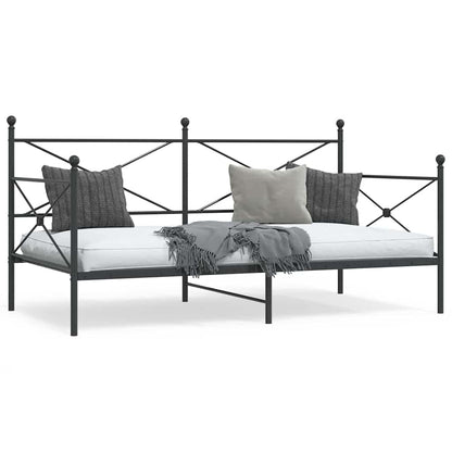 Day Bed without Mattress Black 107x203 cm Steel