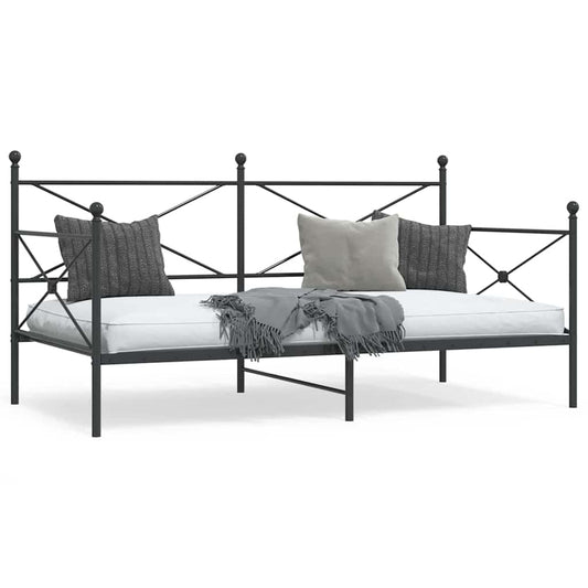 Day Bed without Mattress Black 107x203 cm Steel
