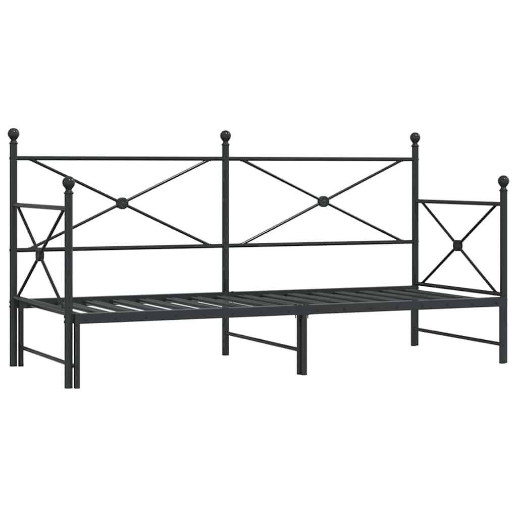 Daybed with Trundle without Mattress Black 80x200 cm Steel