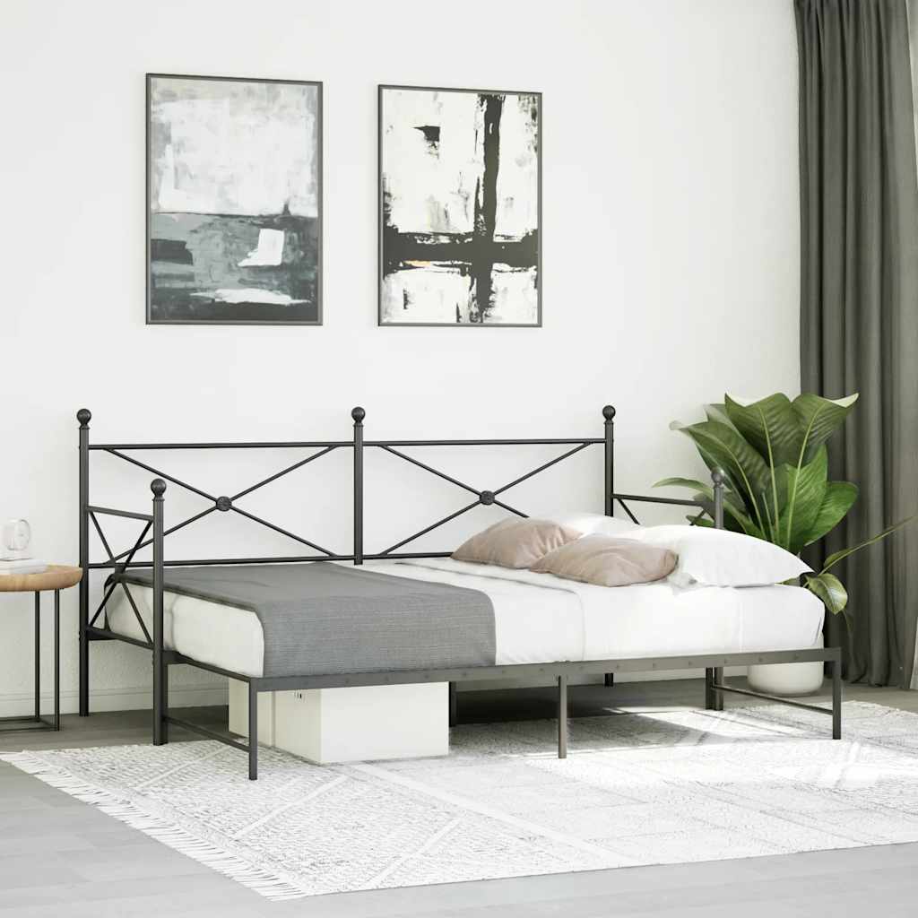 Daybed with Trundle without Mattress Black 80x200 cm Steel