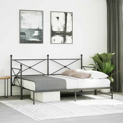 Daybed with Trundle without Mattress Black 80x200 cm Steel
