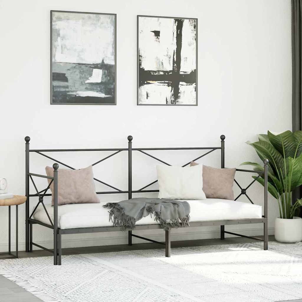 Daybed with Trundle without Mattress Black 80x200 cm Steel