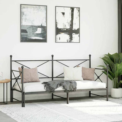 Daybed with Trundle without Mattress Black 80x200 cm Steel