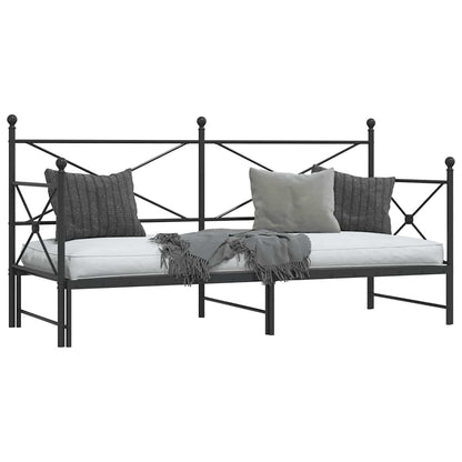 Daybed with Trundle without Mattress Black 80x200 cm Steel