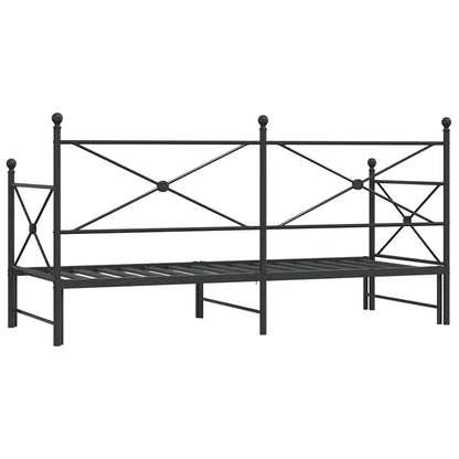 Daybed with Trundle without Mattress Black 80x200 cm Steel