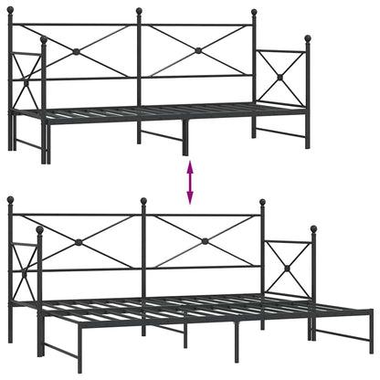 Daybed with Trundle without Mattress Black 80x200 cm Steel