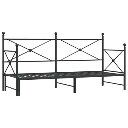Daybed with Trundle without Mattress Black 90x200 cm Steel