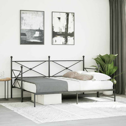 Daybed with Trundle without Mattress Black 90x200 cm Steel