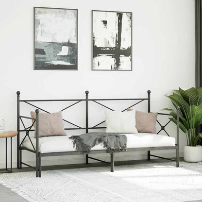 Daybed with Trundle without Mattress Black 90x200 cm Steel