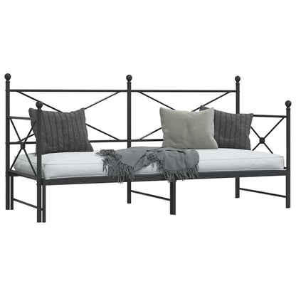 Daybed with Trundle without Mattress Black 90x200 cm Steel