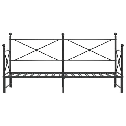 Daybed with Trundle without Mattress Black 90x200 cm Steel