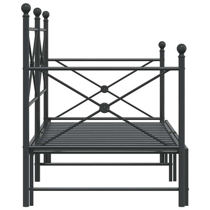 Daybed with Trundle without Mattress Black 90x200 cm Steel