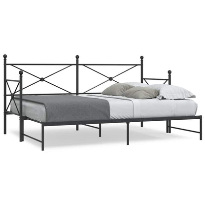 Daybed with Trundle without Mattress Black 90x200 cm Steel