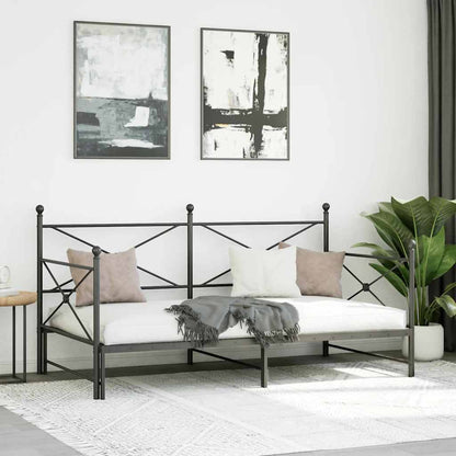 Daybed with Trundle without Mattress Black 100x200 cm Steel
