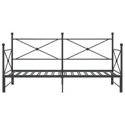 Daybed with Trundle without Mattress Black 100x200 cm Steel