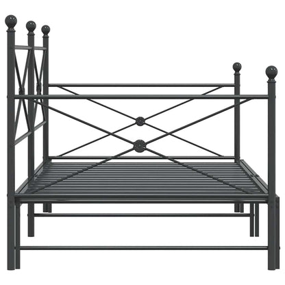 Daybed with Trundle without Mattress Black 100x200 cm Steel