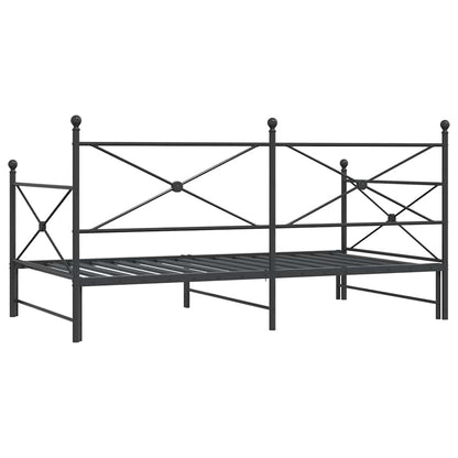 Daybed with Trundle without Mattress Black 100x200 cm Steel