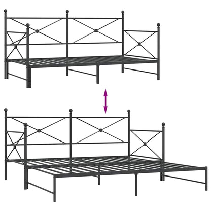 Daybed with Trundle without Mattress Black 100x200 cm Steel