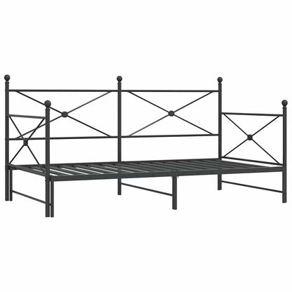 Daybed with Trundle without Mattress Black 107x203 cm Steel