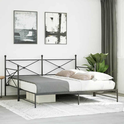 Daybed with Trundle without Mattress Black 107x203 cm Steel
