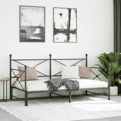 Daybed with Trundle without Mattress Black 107x203 cm Steel
