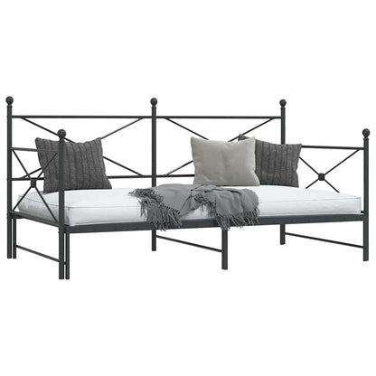 Daybed with Trundle without Mattress Black 107x203 cm Steel