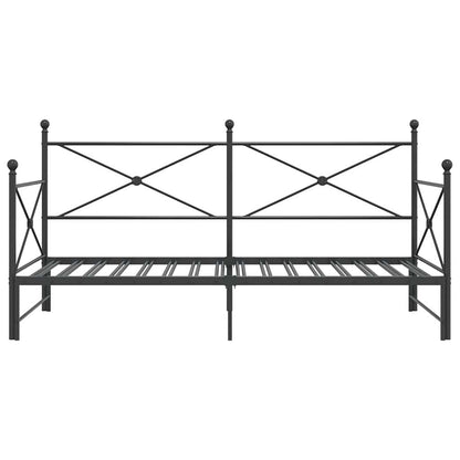 Daybed with Trundle without Mattress Black 107x203 cm Steel