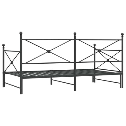 Daybed with Trundle without Mattress Black 107x203 cm Steel