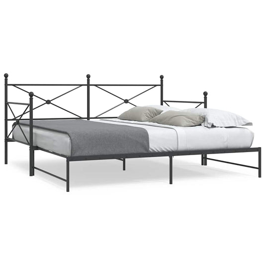 Daybed with Trundle without Mattress Black 107x203 cm Steel