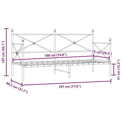 Day Bed without Mattress White 75x190 cm Steel