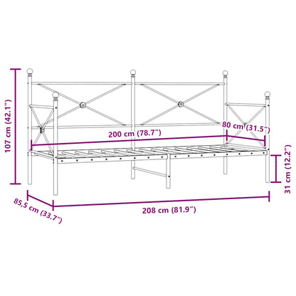 Day Bed without Mattress White 80x200 cm Steel