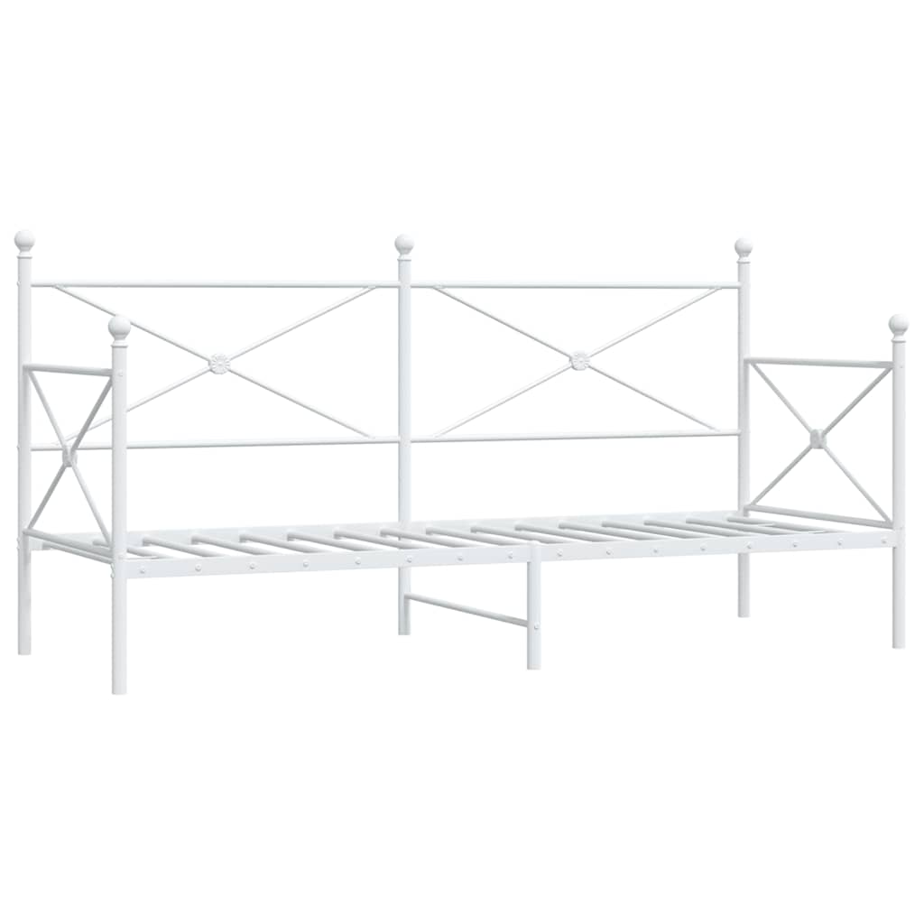 Day Bed without Mattress White 90x190 cm Steel