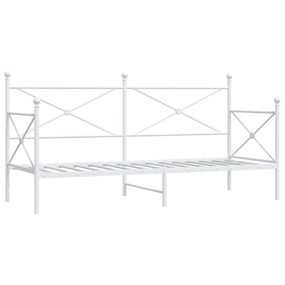 Day Bed without Mattress White 90x190 cm Steel