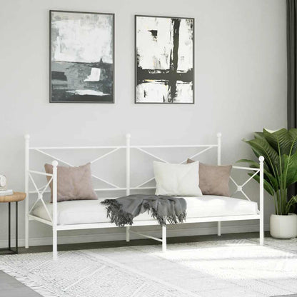 Day Bed without Mattress White 90x190 cm Steel