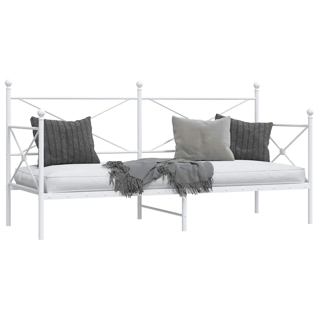 Day Bed without Mattress White 90x190 cm Steel