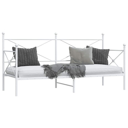 Day Bed without Mattress White 90x190 cm Steel