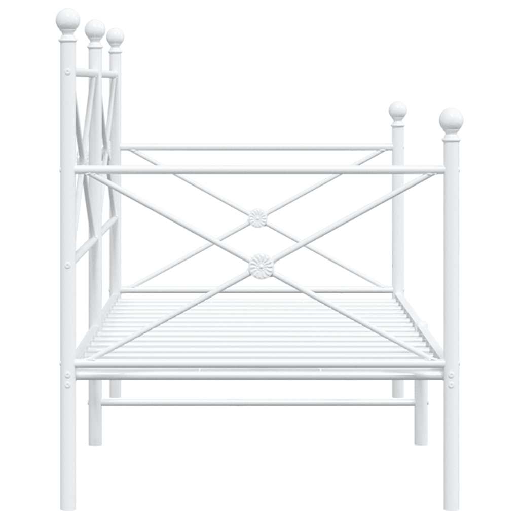 Day Bed without Mattress White 90x190 cm Steel