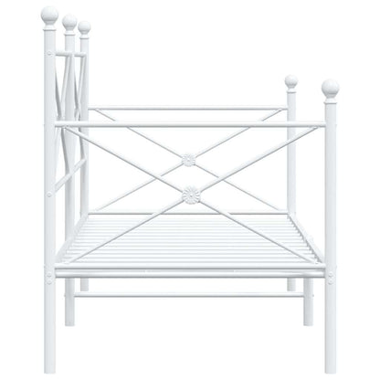 Day Bed without Mattress White 90x190 cm Steel