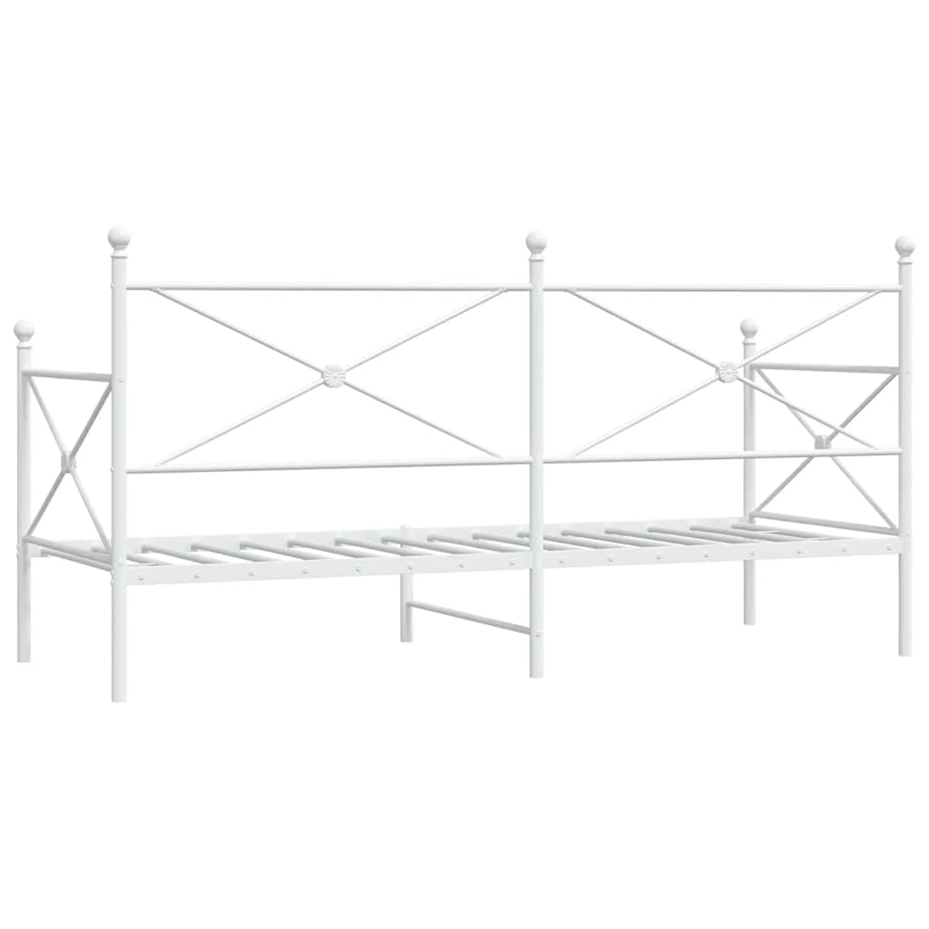 Day Bed without Mattress White 90x190 cm Steel